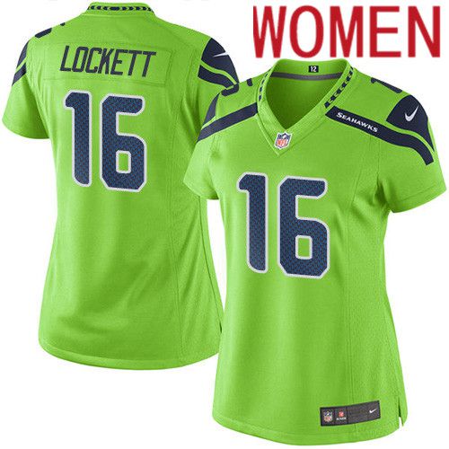 Women Seattle Seahawks #16 Tyler Lockett Nike Neon Green Game NFL Jersey